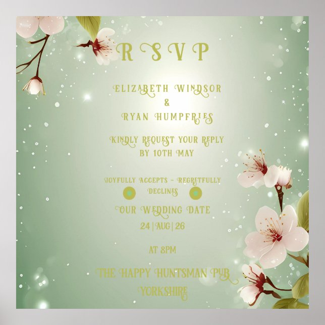 Blossoms of Love" Wedding Invitation Collection Poster (Front)