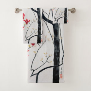 Blossoms of Magnolia Tree, Kobayashi Kokei Bath Towel Set
