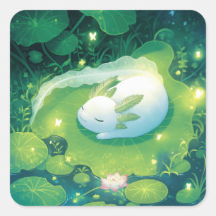 Blossoms of the Pond Axolotl Garden Square Sticker