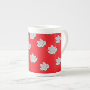  Blossoms On Red  Bone China Mug