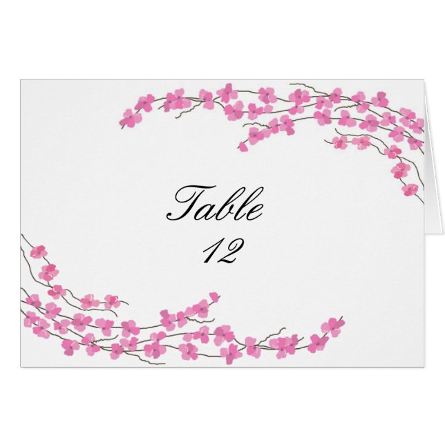 Blossoms Table Seating Card - Pink Blossoms (Front Horizontal)