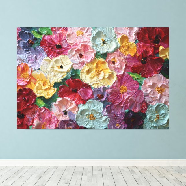 Blossoms Textured Abstract Wall Art (Insitu(Wood Floor))
