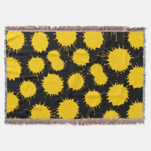 Blot Pattern - Amber on Black Throw Blanket