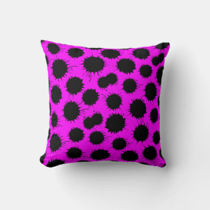 Blot Pattern - Black on Magenta Cushion