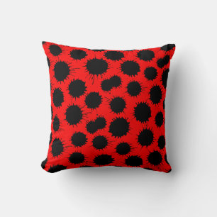 Blot Pattern - Black on Red Cushion