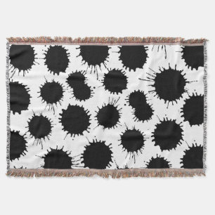 Blot Pattern - Black on White Throw Blanket