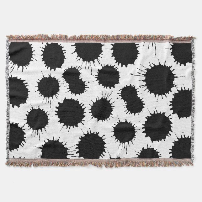 Blot Pattern - Black on White Throw Blanket (Front)