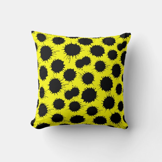 Blot Pattern - Black on Yellow Cushion (Front)