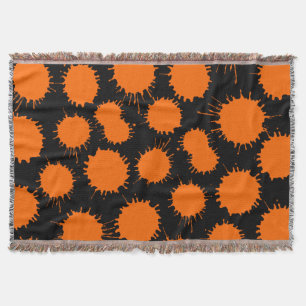 Blot Pattern - Orange on Black Throw Blanket