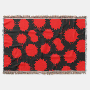 Blot Pattern - Red on Black Throw Blanket