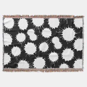 Blot Pattern - White on Black Throw Blanket
