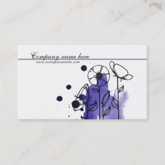 Blotchy flowers, blue business card