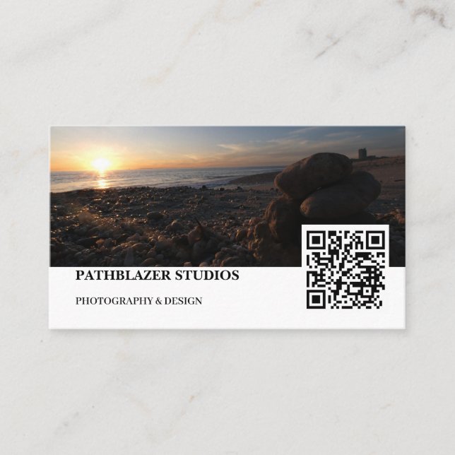 Blouberg Beach Sunset Stacked Rocks  Business Card (Front)