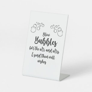Blow Bubbles Wedding Reception Send Off Pedestal Sign