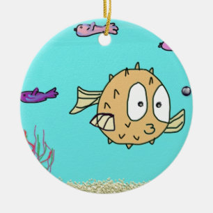 blow fish ceramic tree decoration