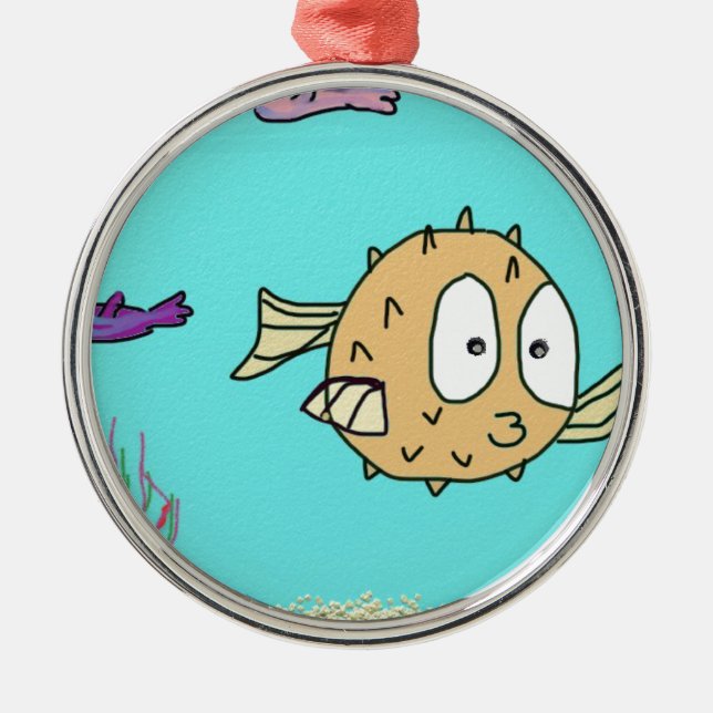 blow fish metal tree decoration (Front)