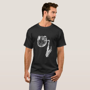 Blow Fish With Saxophone Logo Funny T-Shirt