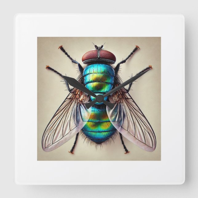 Blow Fly 211024IREF233 - Watercolor Square Wall Clock (Front)