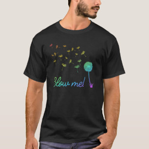 Blow me! Colourful Dandelion puff ball with flying T-Shirt