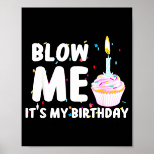 Blow Me Its My Birthday Funny Party Funny Poster