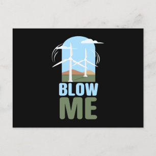 Blow Me Wind Power Wind Energy Postcard