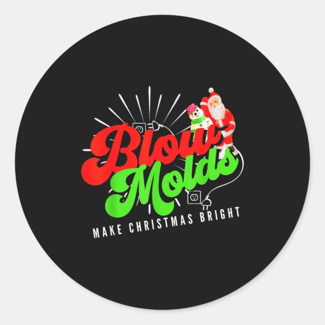 Blow Molds Make Christmas Bright Groovy  Classic Round Sticker (Front)