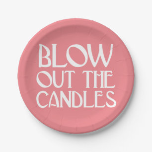 Blow Out The Candles Pink Art Deco Birthday Paper Plate
