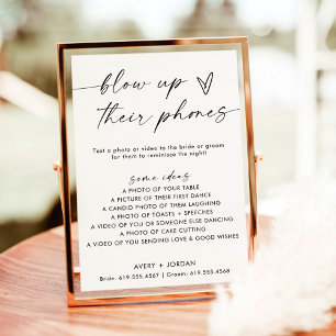 Blow Up Their Phone Sign   Wedding Photo Game  Invitation