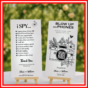 Blow Up Their Phones I Spy Minimalist Wedding Game Menu