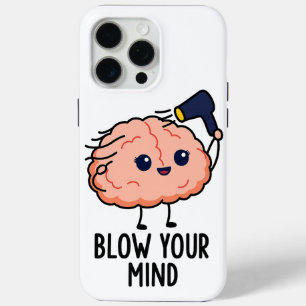 Blow Your Mind Sticker –Cute Brain with Hair Dryer iPhone 15 Pro Max Case