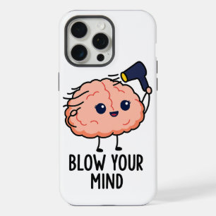 Blow Your Mind Sticker –Cute Brain with Hair Dryer iPhone 15 Pro Max Case