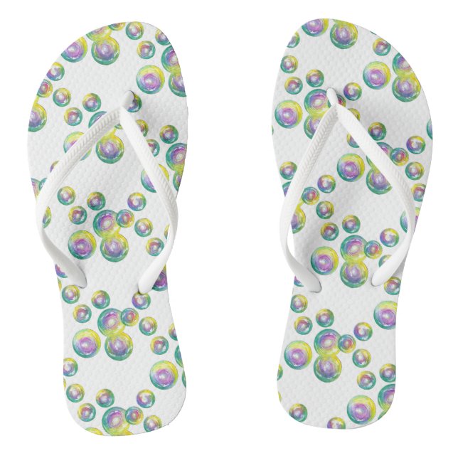 Blowing Iridescent Rainbow Soap Bubbles Jandals (Footbed)