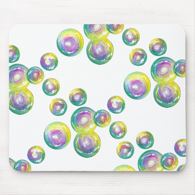 Blowing Iridescent Rainbow Soap Bubbles Mouse Pad (Front)