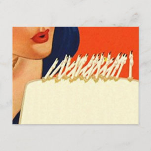 BLOWING OUT CANDLES WOMAN'S BIRTHDAY PARTY INVITE