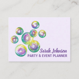 Blowing Rainbow Soap Bubbles Party Event Planner Business Card