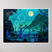 'Blowing Smoke on the Turquoise Coast' tiki print