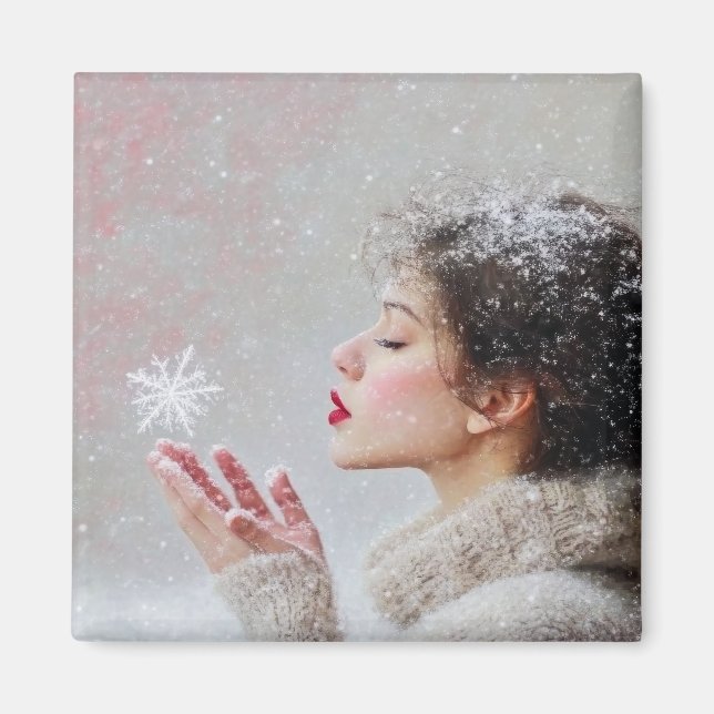 Blowing Snowflakes Magnet (Front)