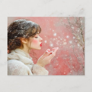 Blowing Snowflakes Postcard