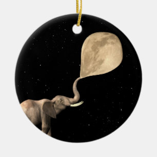 Blowing Up Full Moon Ceramic Tree Decoration
