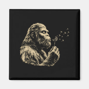 Blowing Wishes Funny Bigfoot Blowing Dandelion Magnet
