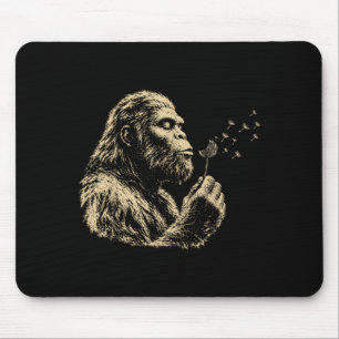 Blowing Wishes Funny Bigfoot Blowing Dandelion Mouse Pad