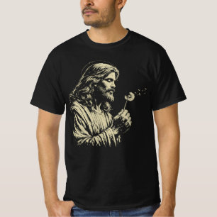 Blowing Wishes Jesus Blowing Dandelion Vintage Art T-Shirt