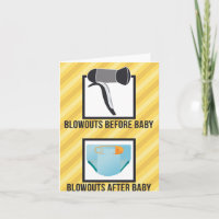 Blowouts Before & After Funny Baby Shower Greeting