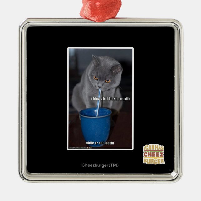 Blows Bubbles in ur milk Metal Tree Decoration (Front)