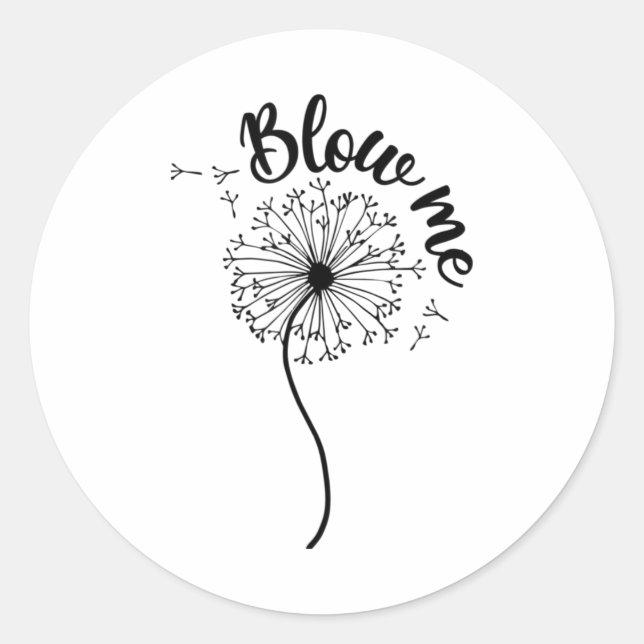 Blows Me Dandelion Flower Pattern Making A Wish.pn Classic Round Sticker (Front)