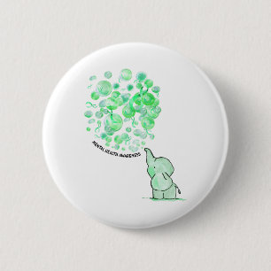Blows Up Green Balloons Mental Health Awareness  6 Cm Round Badge