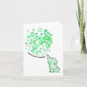 Blows Up Green Balloons Mental Health Awareness  Card