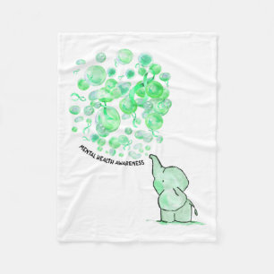 Blows Up Green Balloons Mental Health Awareness  Fleece Blanket