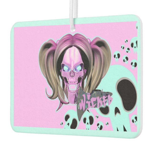 Blox3dnyc.com Wicked lady design.. Pink/Cyan. Car Air Freshener (Left)