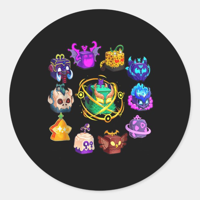 Blox Fruit Round Of Mythicales For Birthday  Classic Round Sticker (Front)